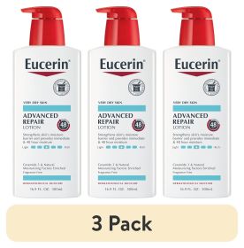 (3 pack) Eucerin Advanced Repair Body Lotion, Fragrance Free, 16.9 fl oz Bottle