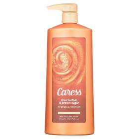 Caress Body Wash for Women, Shea Butter & Brown Sugar Shower Gel for Dry Skin 25.4 fl oz