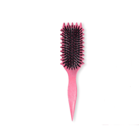 Curl Defining Brush,Boar Bristle Hair Brush Styling Brush for detangling,combing and shaping men and women (Color: Pink)