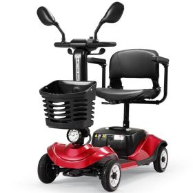 Foldable Electric Mobility Scooter with Light and Basket – Compact 4-Wheel Travel Wheelchair for Easy Mobility and Perfect Christmas Gift (Color: as picture)